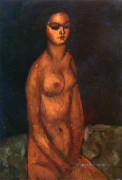 seated man holding a branch Painting - seated nude 1908 Amedeo Modigliani